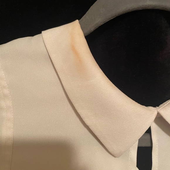 Ann Taylor sleeveless blouse Collard Slit hem Back Buttons Medium Cream/white - Picture 3 of 4